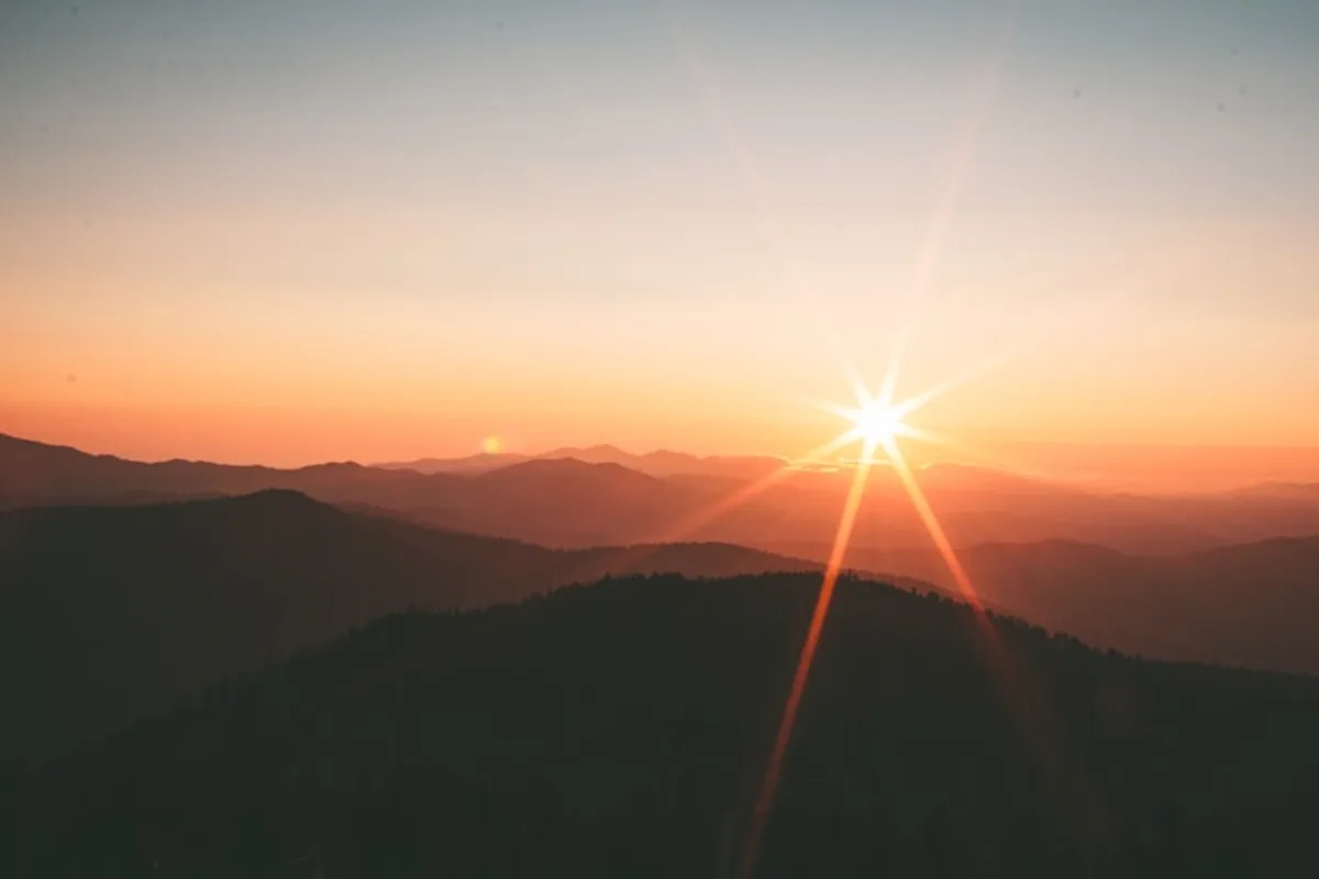 Sunset landscape with open space and a balanced horizon