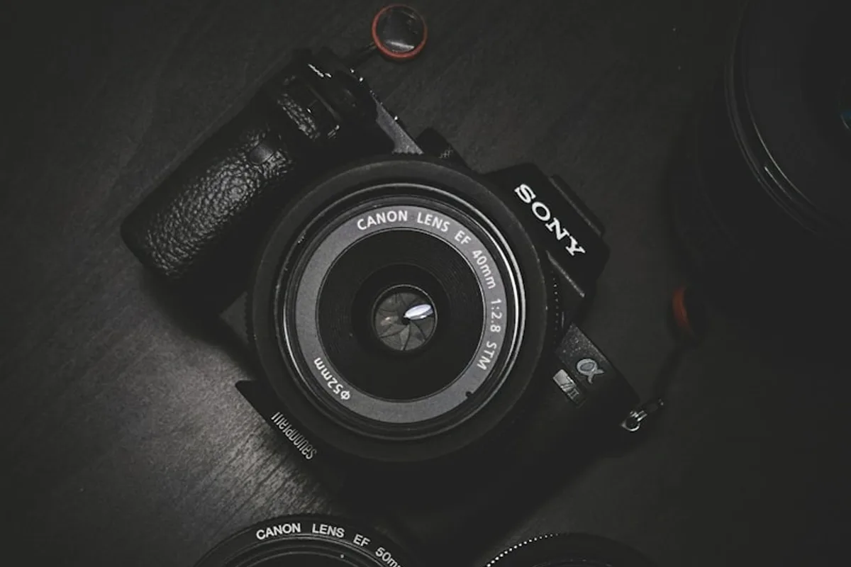 Camera lenses arranged for a compact photography workflow