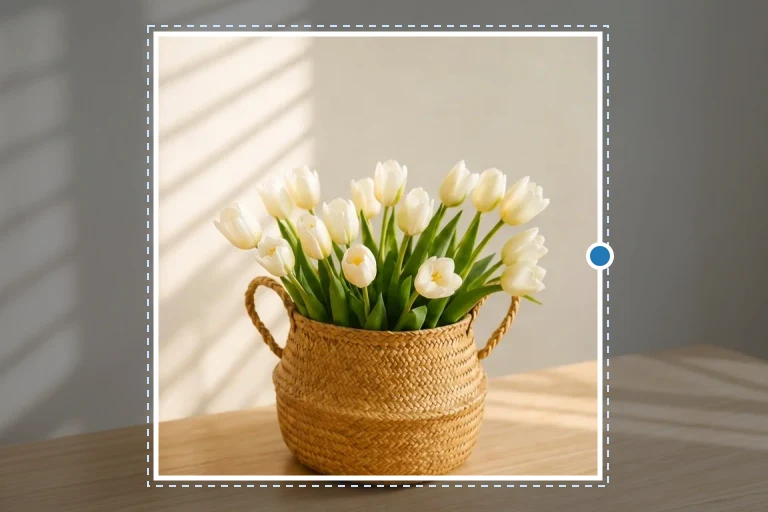 Tulip arrangement photo inside a square crop frame